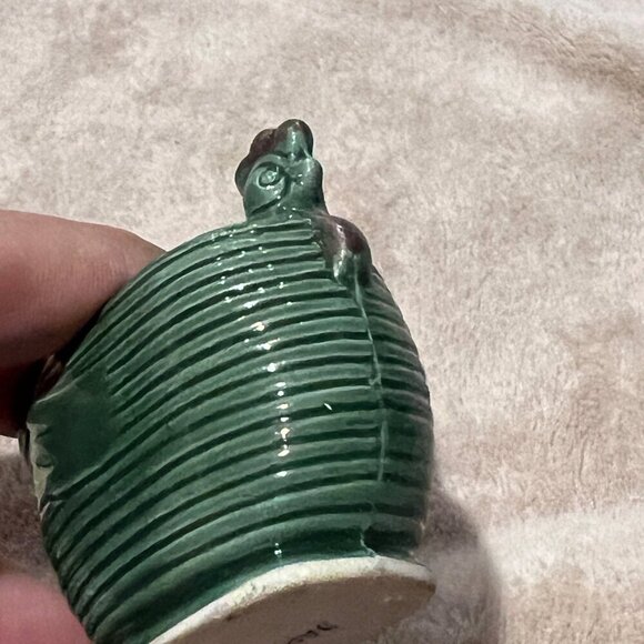 Vintage Green Ceramic Chicken Hen Toothpick Holder Japan Mid Century green small - Picture 7 of 11